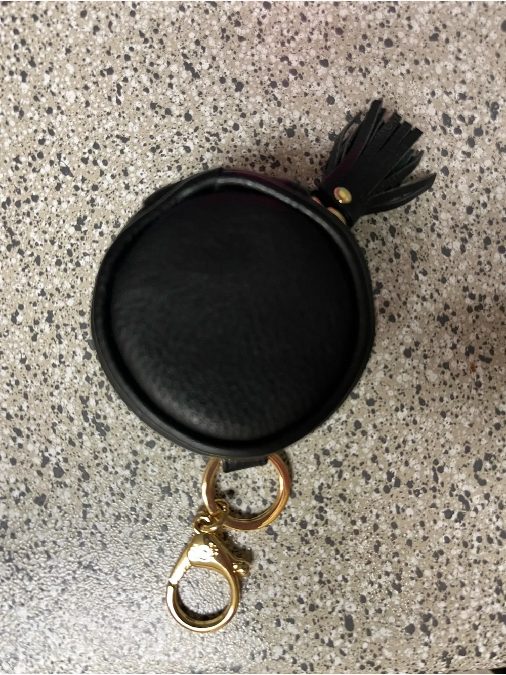 Itzy Ritzy Faux  Leather Tassel Pacifier Keeper & Key Ring with Gold Hardware